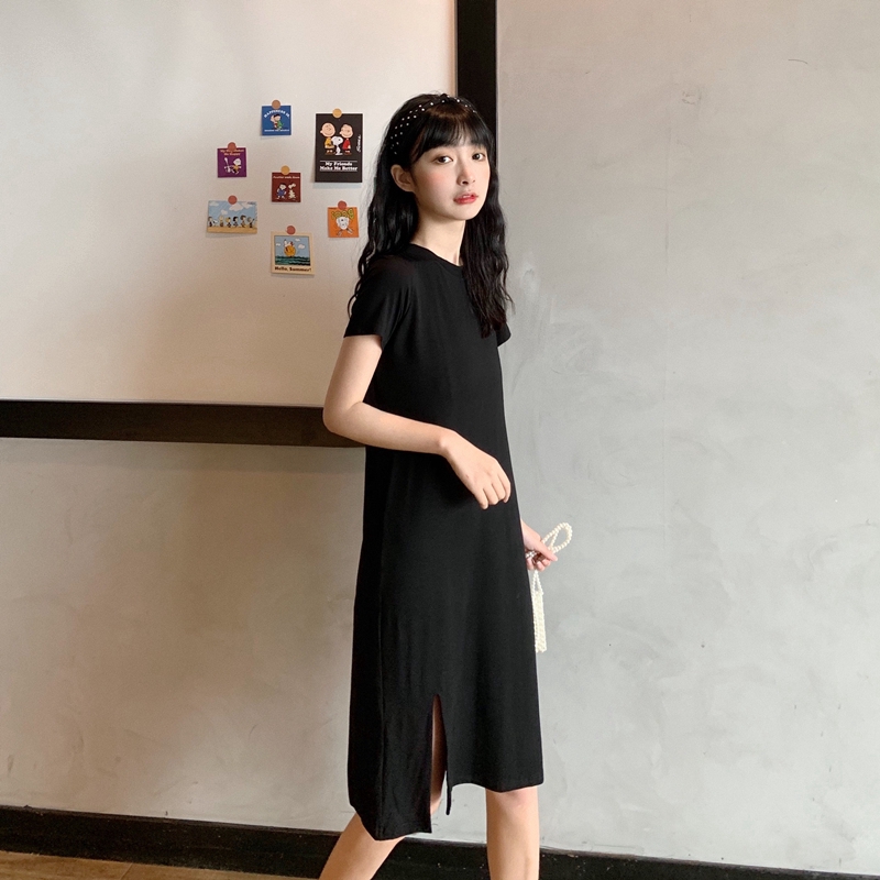 SUXI Đầm Nữ Ngắn Tay Kiểu Hàn Quốc