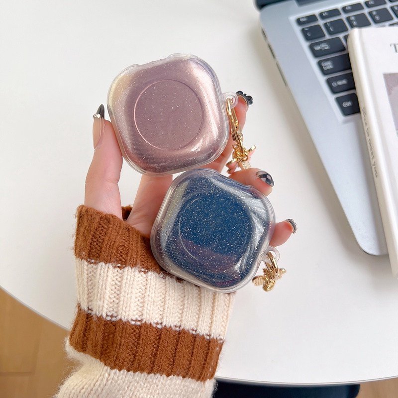 Vỏ bảo vệ hộp sạc tai nghe trong suốt lấp lánh kim tuyến hình bướm cho Samsung Galaxy Buds 2 / Buds Live / Buds FE / Buds2 Pro / Buds Pro