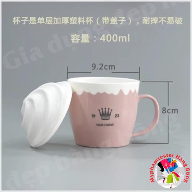 Cốc nhựa phíp có nắp hình kem,sang chảnh hàng nhập khẩu cao cấp