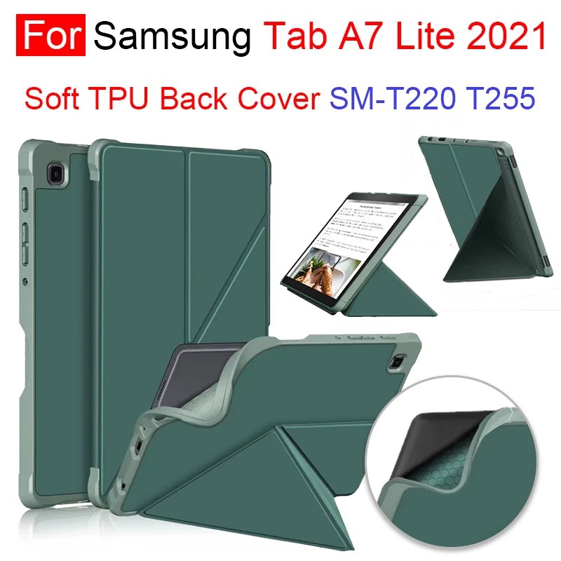Ốp Máy Tính Bảng Tpu Mềm Mỏng Có Giá Đỡ Gấp Gọn Đa Góc Cho Samsung Galaxy Tab A7 Lite 2021 8.7inch Sm T220 T225