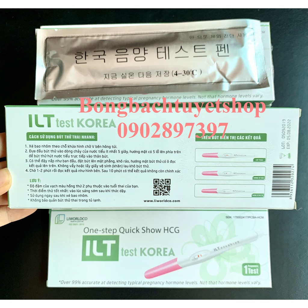 Combo 5 Bút Thử Thai ILT Test Korea tiện lợi nhanh chóng không cần dùng cốc, kết quả chính xác