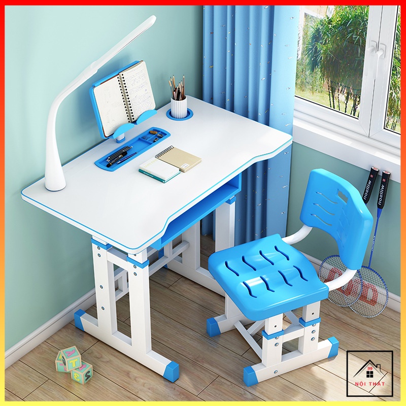 Bộ Bàn Ghế Học Sinh Tiểu Học - Bàn Học Trẻ Em Tặng Kèm Đèn Led Kích Thước 80x50cm