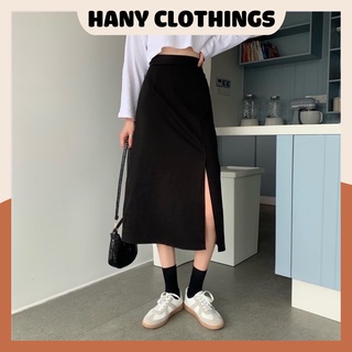 Chân váy dài, chân váy công sở cạp cao xẻ tà màu ĐEN HANYCLOTHINGS Z016