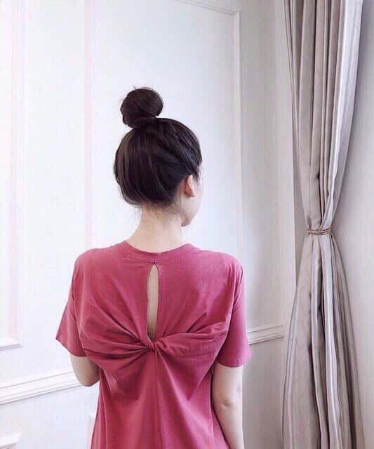 Đầm suông-váy cotton cổ tym xoắn lưng 4 màu-ảnh thật trải sàn | BigBuy360 - bigbuy360.vn