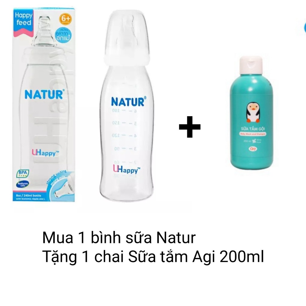 # MUA 1 TẶNG 1# Bình sữa tiêu chuẩn UHappy Natur Thái lan 60ml 120ml 240ml