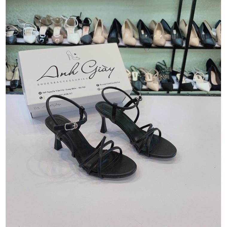 SD71 - Sandal dây mảnh da lì gót nhọn 7p cực chắc chắn