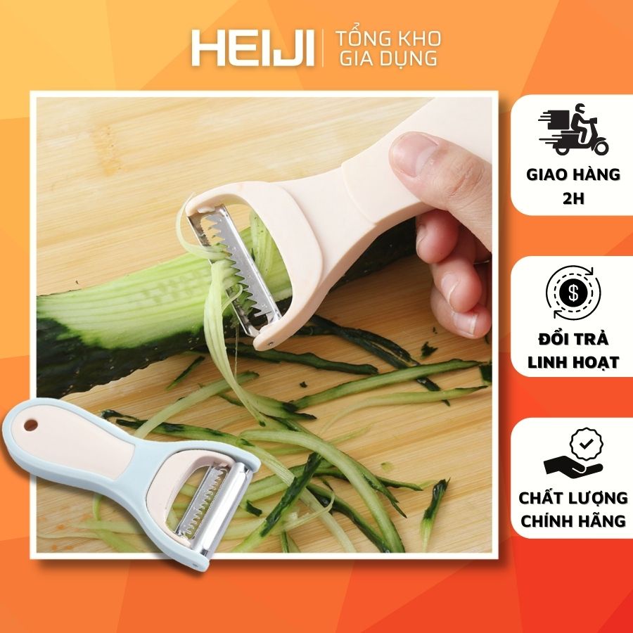 Dao bào sợi HEIJI loại chất lượng, dao bào hai lưỡi bào sợi rau củ quả với thiết kế màu pastel Hàn Quốc