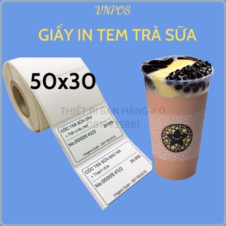 Giấy In Tem, Mã vạch 50x30 mm, dài 25m, 900 tem. Dùng cho Quán Trà sữa, Cà phê, Trà chanh...