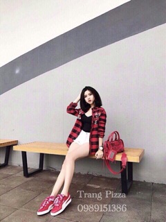 Áo sơ mi caro đỏ đen