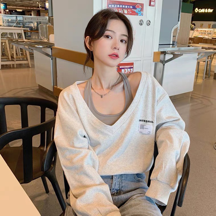 Áo nỉ trễ vai dáng croptop , set nỉ croptop A09