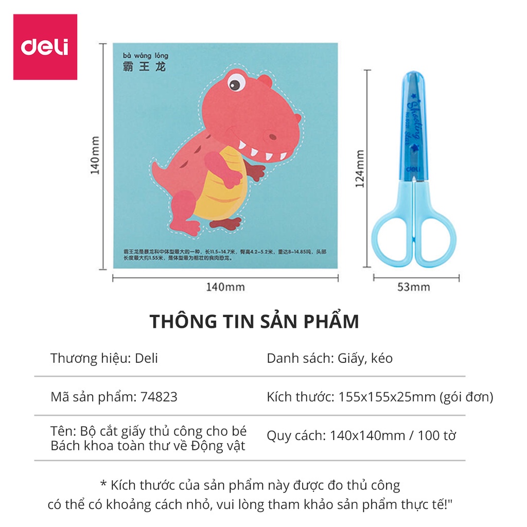 Bộ gấp 50/100 mẫu origami Deli - giấy thủ công In sẵn họa tiết kèm sách hướng dẫn, rèn luyện sự khéo léo - 74817/74818