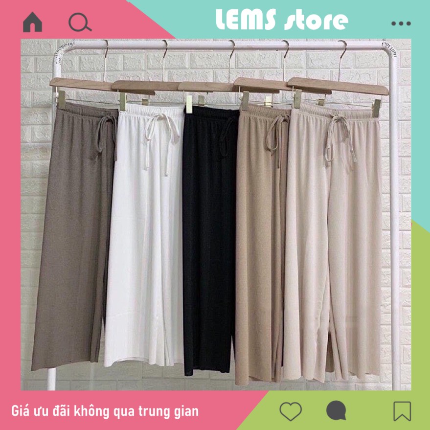 Quần Ống Rộng Vải Gân Tăm Phong Cách Hàn Quốc