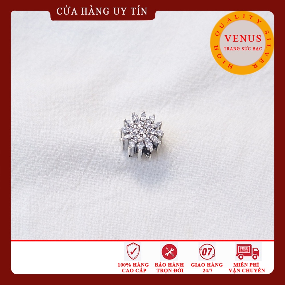 [Charm bạc 925 cao cấp] Charm xuyên hình bông tuyết trắng- Mã sản phẩm VENUSXBT