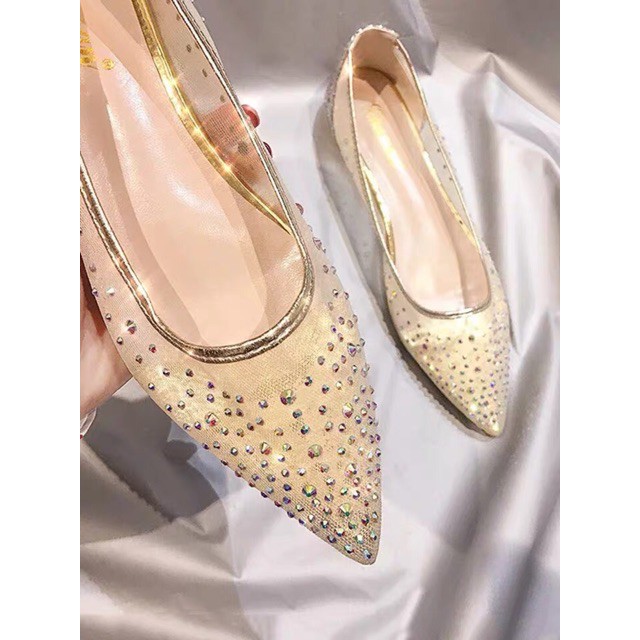 [ ORDER ] Giày nữ/ Giày bệt mũi nhọn đính hạt Size 33-39 | BigBuy360 - bigbuy360.vn