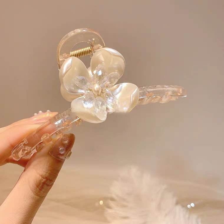 (0392) Cặp Tóc Nhựa Đính Hoa Ngọc Phong Cánh Hàn Quốc