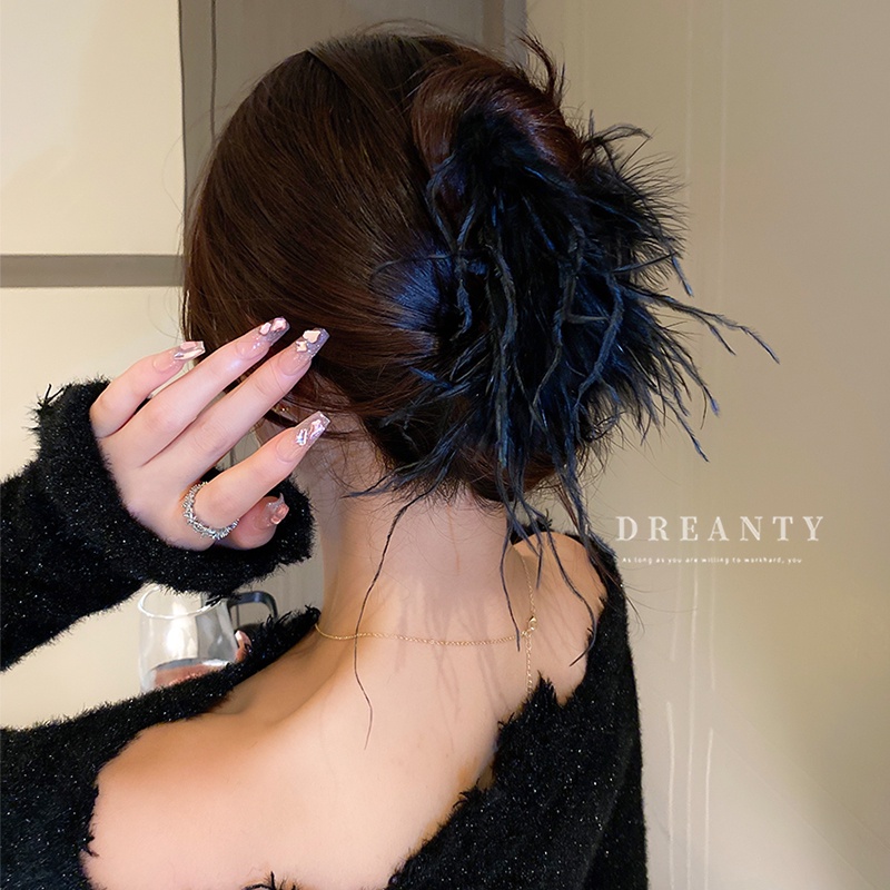 Kẹp Tóc Hình Cá Mập Đính Lông Đà Điểu Độc Đáo Thời Trang Mới