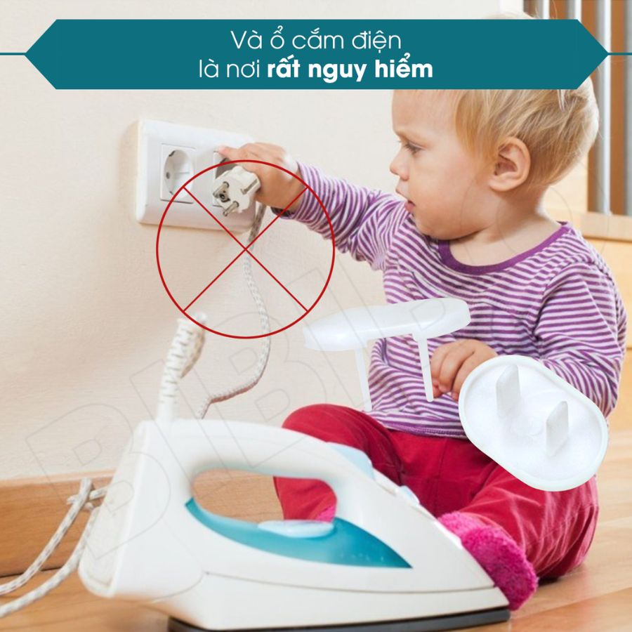 Nút bịt ổ điện bảo vệ an toàn cho bé nút bịt ổ cắm điện chống giật LR 2 chân - Shop 3B Care