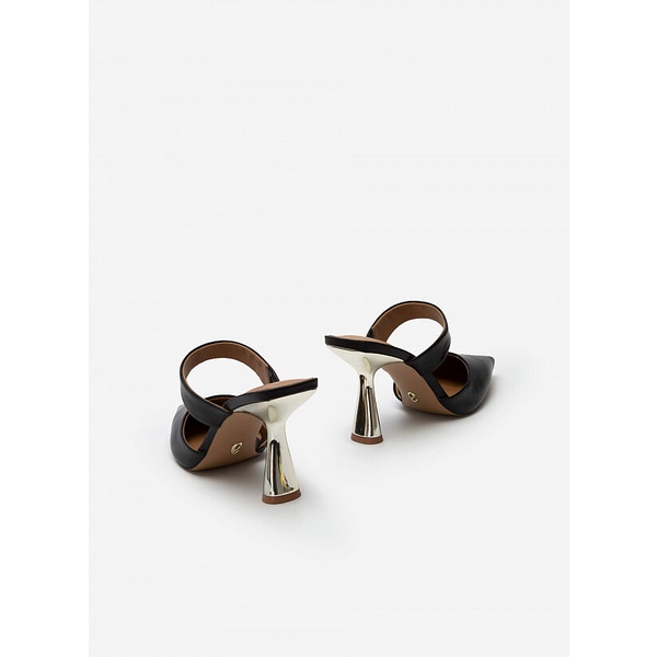 Vascara GUỐC MULE CAO GÓT PHỐI METALLIC SPOOL HEEL - GNN 0173 - MÀU ĐEN