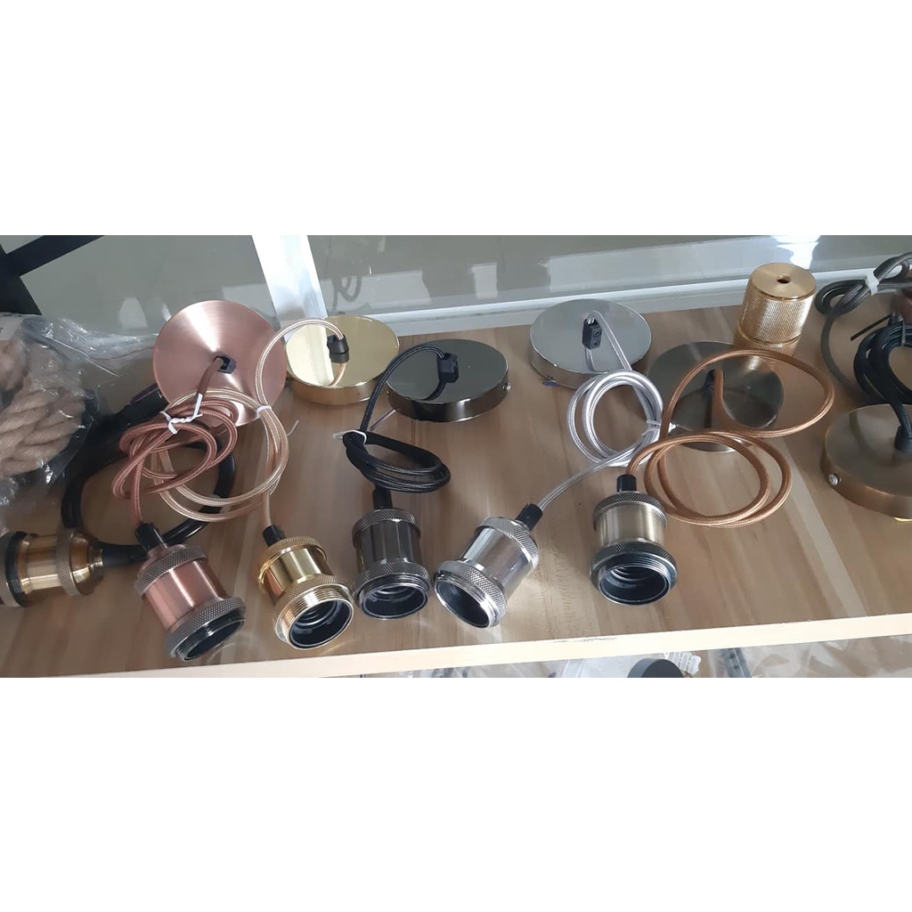 Dây đuôi đèn thả trần E27 dài 1m màu vàng đồng