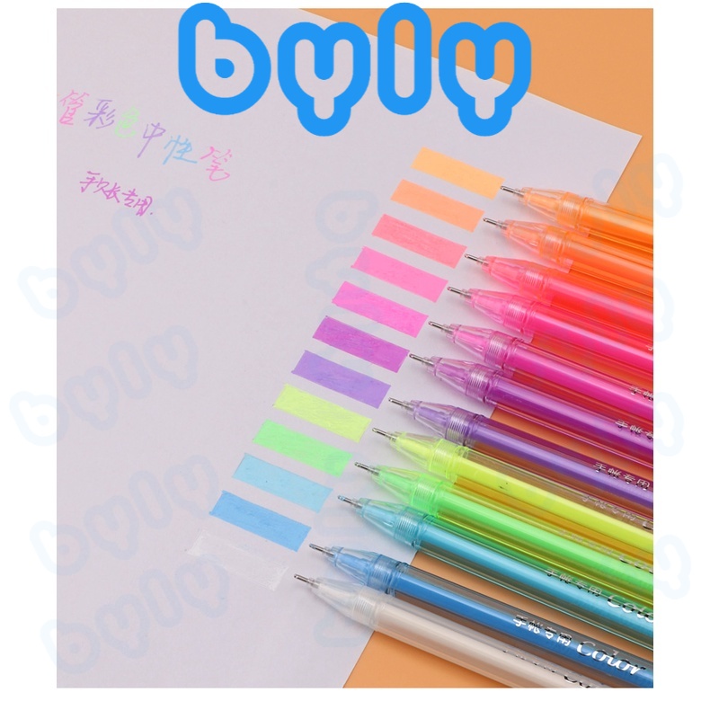 Bộ 12 bút Color Pen - Bút mực Gel 12 màu Neon Baoke PC3718