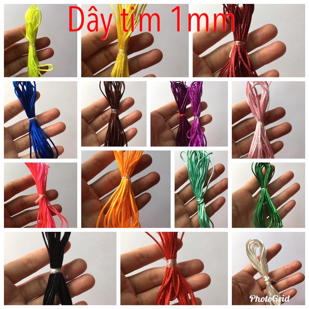 Dây tim size lụa 1mm LOẠI TỐT thắt vòng tay treo nôi dây dù trơn bóng