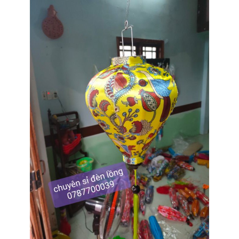 Đèn lồng Hội an trang trí vải phi Hoa 3D củ tỏi siêu xinh 30cm