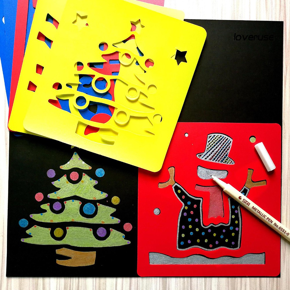 Set 6 Khuôn Vẽ Hình Ông Già Noel / Bông Tuyết / Thiên Thần Độc Đáo Diy Cho Bé