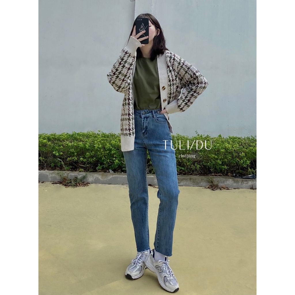 Quần Jean Ống Đứng Nữ Lưng Cao Xẻ Tà Co Giãn Tulidu Quần Bò Ống Đứng Nữ ẢNH THẬT 75.05 - Hàng nhập khẩu