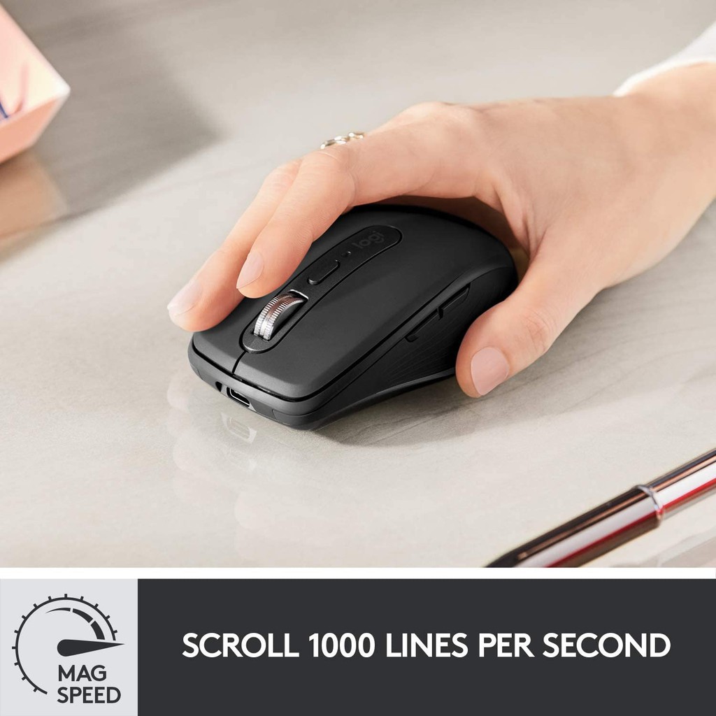 Chuột không dây bluetooth Logitech MX Anywhere 3 - Sạc nhanh USB-C, Cuộn siêu nhanh, Sử dụng cùng lúc 3 thiết bị