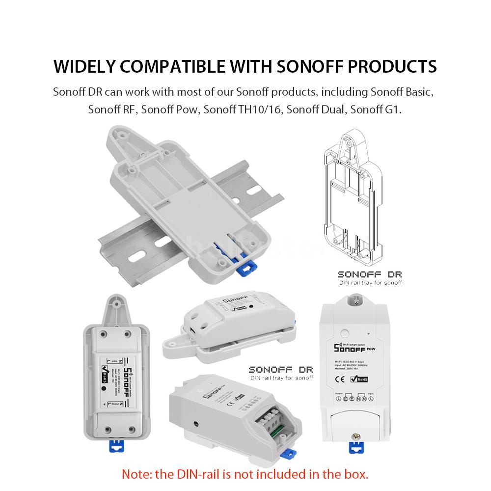 Sonoff DIN Rail Tray Adjustable Mounted Rail Case Holder For Wifi Remote Control Switch Sonoff Basic RF Pow TH10 TH16 Dual Smart Switch