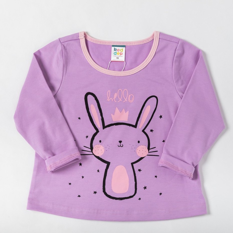 Áo thun dài tay chất cotton in hình thỏ ngộ nghĩnh thời trang cho bé gái từ 1 đến 8 tuổi Beddep Kid Clothes GA27