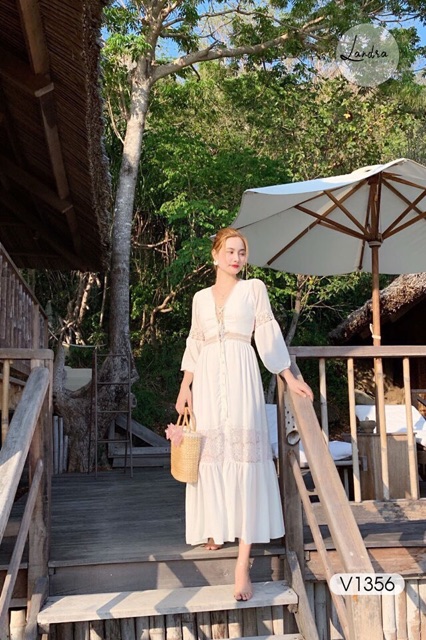 SALE Đầm maxi ren trắng, đầm cưới, đi biển, đầm dự tiệc kèm video ảnh thật trải sàn | BigBuy360 - bigbuy360.vn