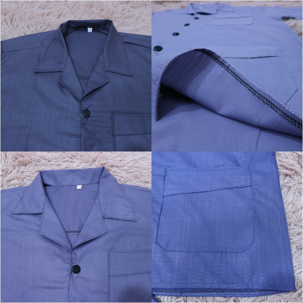 [Ảnh Thật] Bộ pijama trung niên trơn vải kate xước sang trọng (cộc tay), quần áo mặc nhà, bộ ngủ cho ông, cho bố -HàngVN | BigBuy360 - bigbuy360.vn