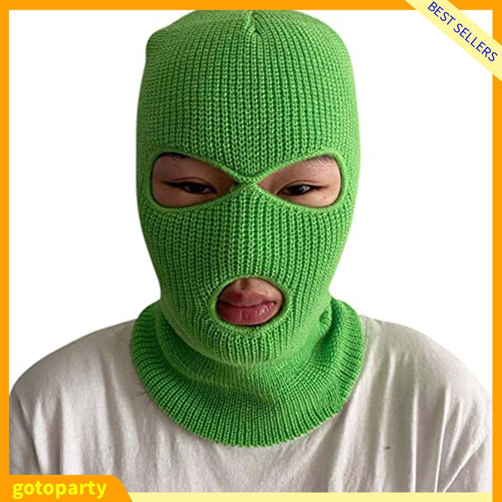 Mũ len trùm đầu màu trơn thiết kế 3 lỗ độc đáo