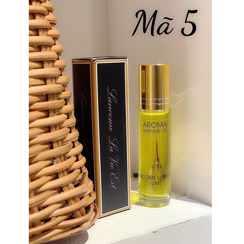 Tinh dầu nước hoa Aroma 12ml dạng lăn mini gồm 15 mùi nước hoa nam nữ cao cấp