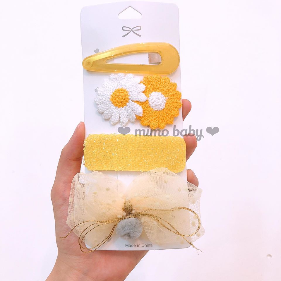Set kẹp tóc họa tiết hoa cúc xinh xắn