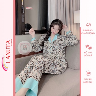 Đồ bộ nữ lụa ngủ pijama dễ thương mặc nhà dài tay quần dài LANUTA DD