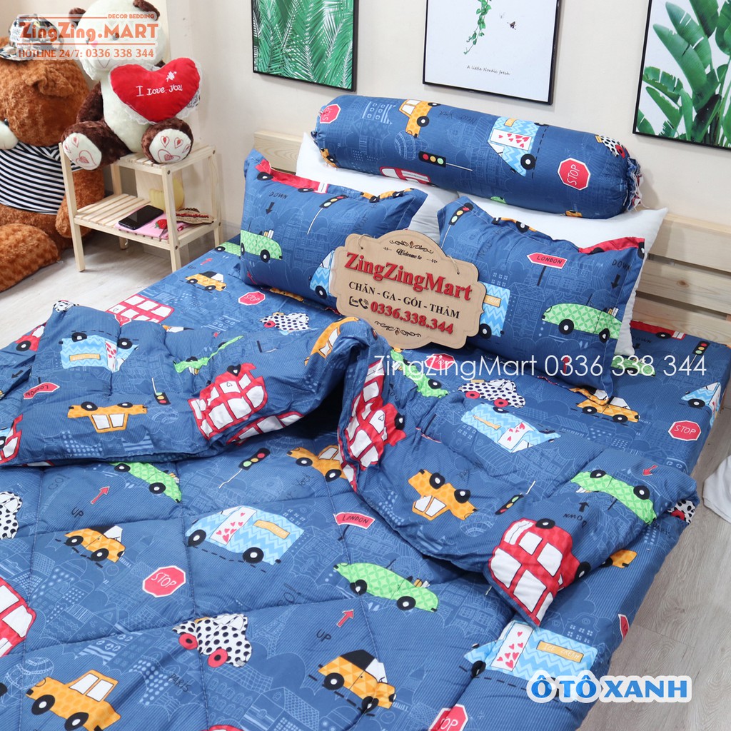 Sét 5 món chăn phao ga gối Mẫu đẹp | Mẫu Đô Rê Mon (Được chọn mẫu)