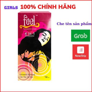 Bao Cao Su Feel 4 in 1 - Bcs siêu mỏng, gân, gai - Hộp 12 bao