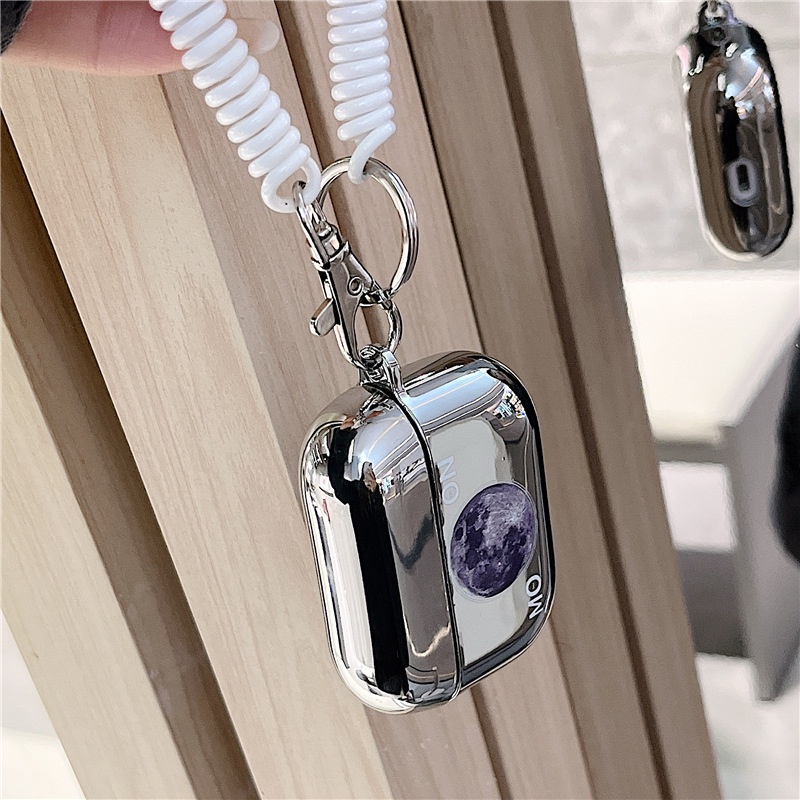 Vỏ Bảo Vệ Hộp Sạc Tai Nghe Airpods Pro 2 / 3 / 3 Mạ Điện Kèm Dây Đeo Phù Hợp