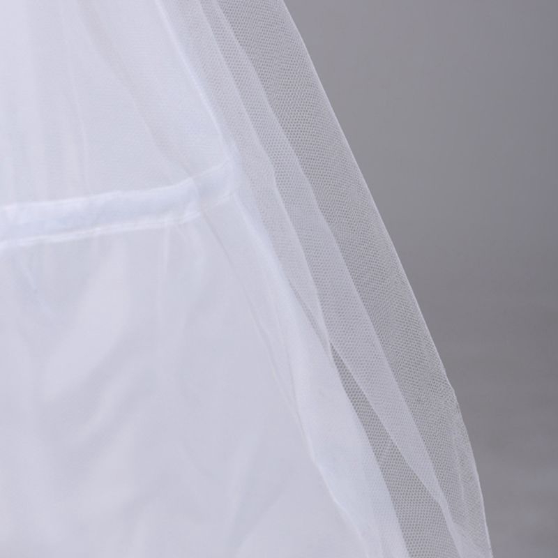 Women Bridal 3 Hoop A-Line Floor-Length Full Slip Petticoat Ball Gown Two-Layer Elastic Waist
