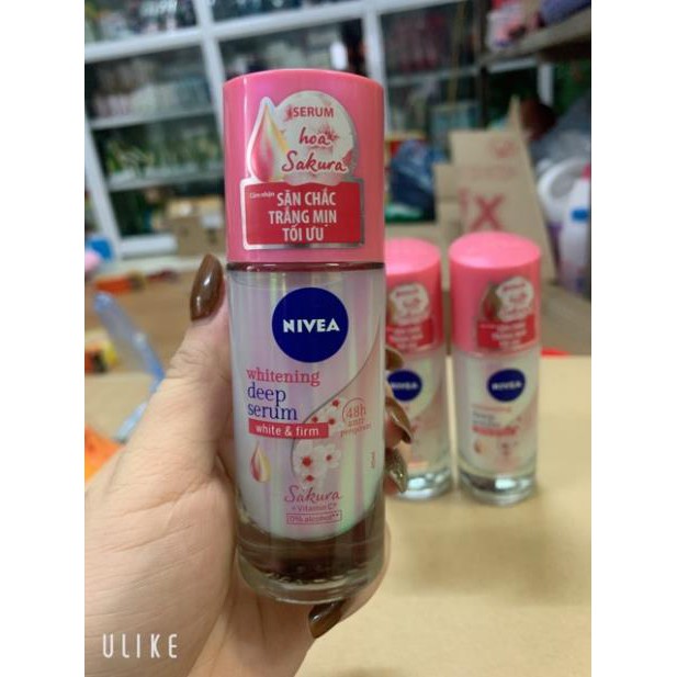 Lăn ngăn mùi NIVEA serum giúp dưỡng trắng chuyên sâu hương hoa Sakura ( hồng đậm )