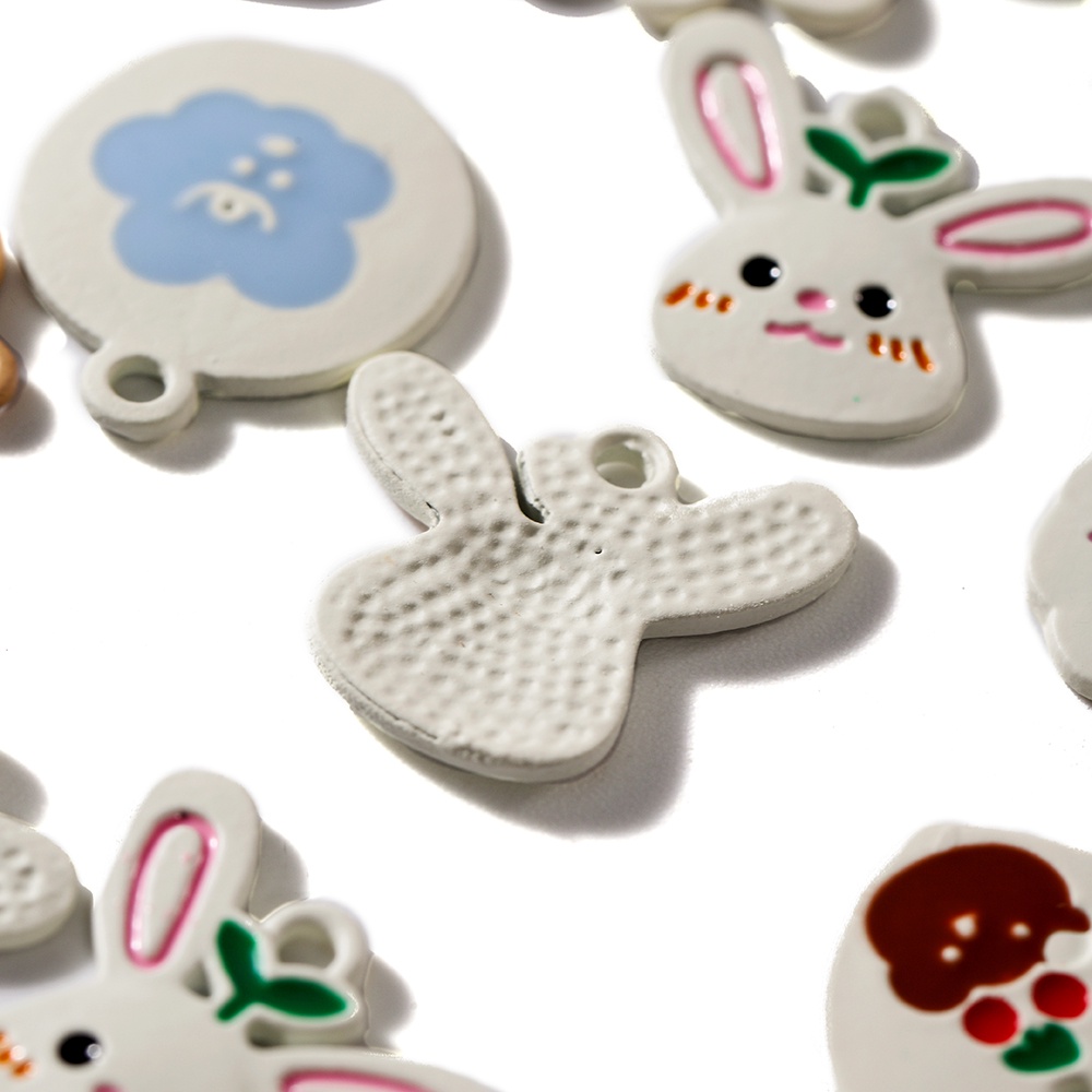 Bộ 5 / 10 Mặt Dây Chuyền Hình Gấu Và Dâu Tây Phun Sơn Dầu Bằng Hợp Kim