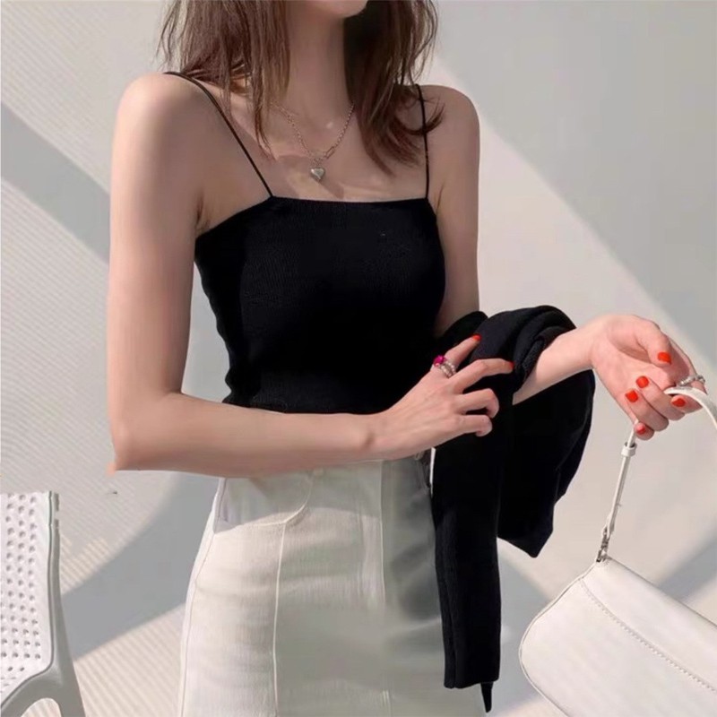 Áo Dệt Kim Hai Dây Màu Sắc Tươi Sáng Kẻ Sọc Dễ Phối Đồ