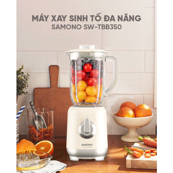 Máy xay sinh tố đa năng SAMONO SW-TBB350 màu trắng sữa, công suất 350W 2 cối xay riêng biệt - Bảo hành 1 đổi 1