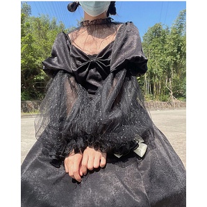 Giảm Giá Bán Chạy~Áo Sơ Mi lolita Bằng Lụa Voan Màu Bạc Dễ Phối Đồ Phong Cách lolita