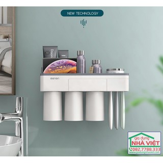 Kệ cốc bàn chải đánh răng kèm nhả kem đa năng Mengri XS-208