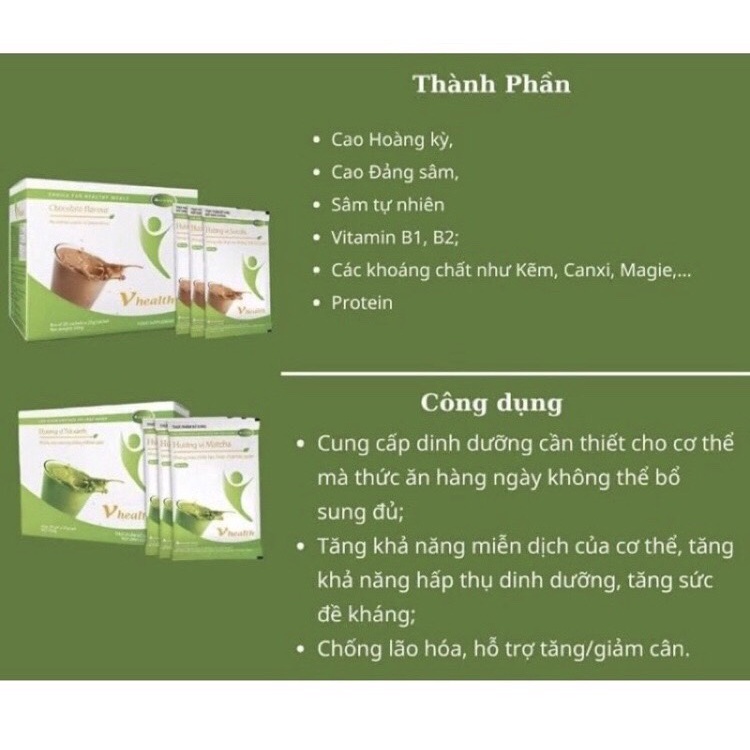Vhealth- Bữa ăn sức khoẻ, Hỗ trợ giảm cân và tăng cân hiệu quả