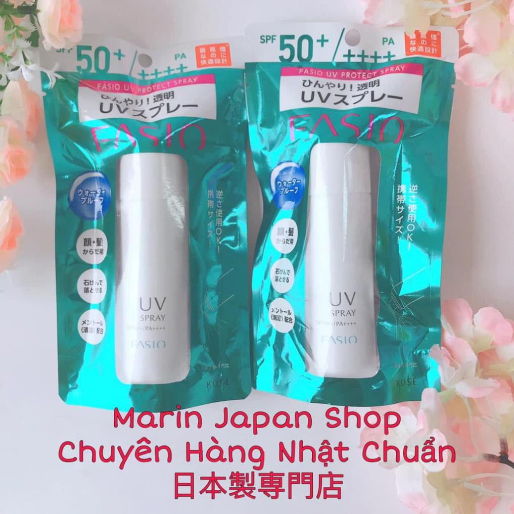 (Sale 350k --&gt;&gt; 210k) Xịt chống nắng cao cấp Fasio Kose Nhật Bản SPF50+ , PA++++