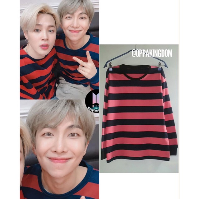 Áo Jimin RM dài tay sọc to ( tặng ảnh BTS)